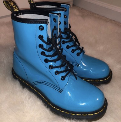 blue patent leather boots