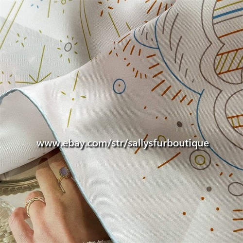 Sallys Boutique Pure Twill Silk Wrap Scarf Stole Carriage Print Square Shawl 53" - Picture 10 of 23