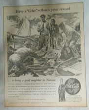 Coca-Cola ad: Fantastic  Artwork! from 1940's 10 x 12 inches Nassau Bahamas !