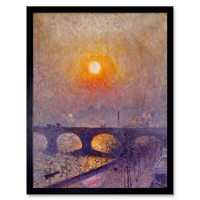 Claus Sunset Over Waterloo Bridge 12X16 Inch Framed Art Print