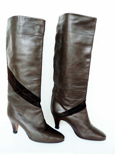 Stivali Alti Donna VERA PELLE Marroni Brown Choco Autunno Inverno Vintage  35 UK2 | eBay