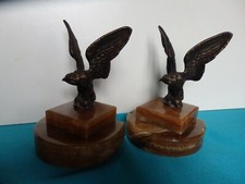 SERRE-LIVRES ART DECO PRESSE PAPIERS RAPACE AIGLE OISEAUX REGULE PATINE BRONZE 