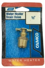 Camco 11703 Brass Water Heater  1/2" Drain Valve RV Camper