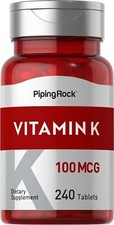 Vitamin K Supplements  100 mcg  240 Tablets  Non-GMO  by Piping Rock