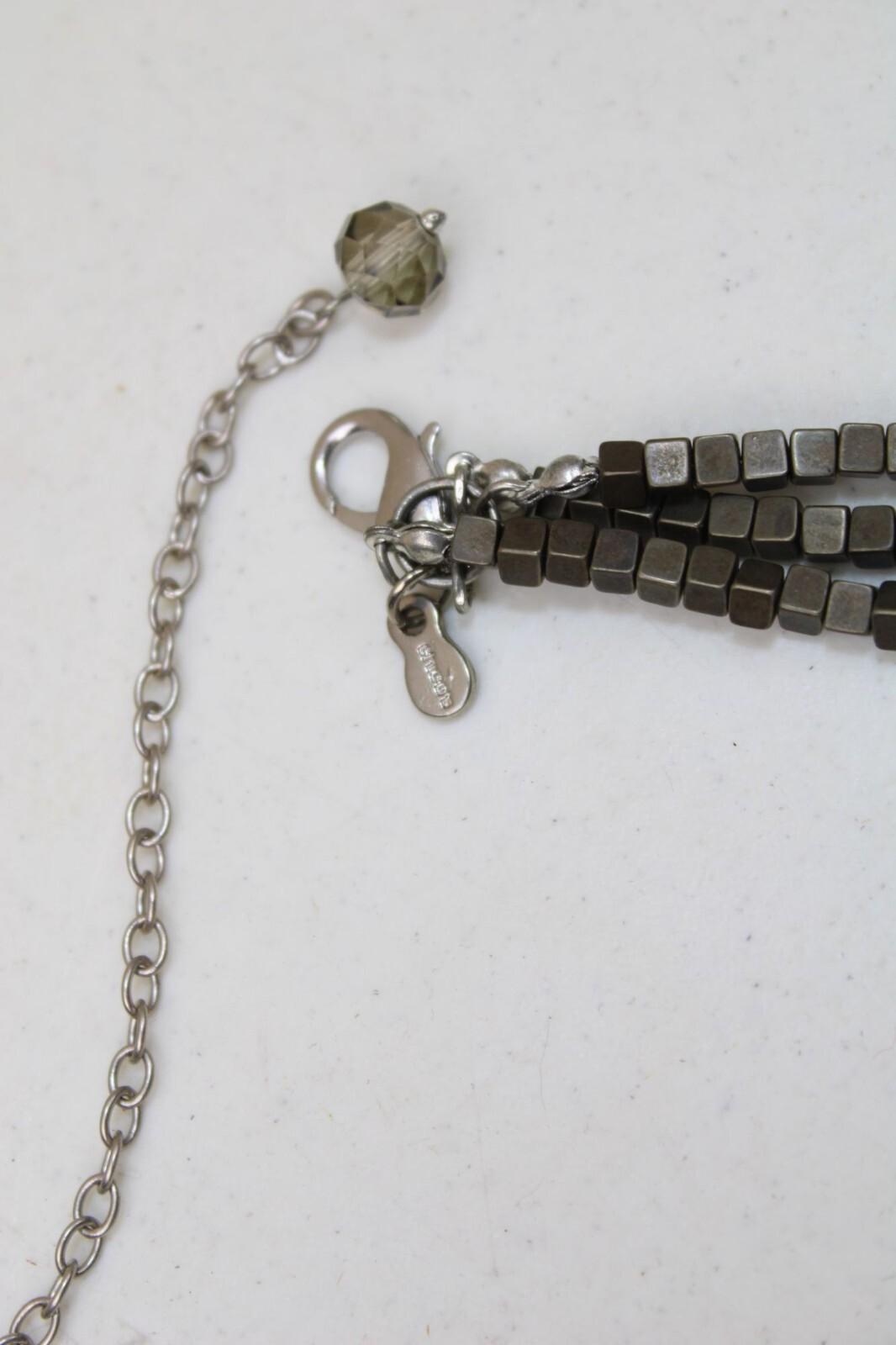 Chicos Gray Silver Beaded Statement Necklace Mult… - image 3
