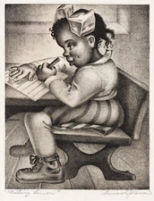 SAMUEL JOSEPH BROWN : Writing Lesson : Archival Art Print