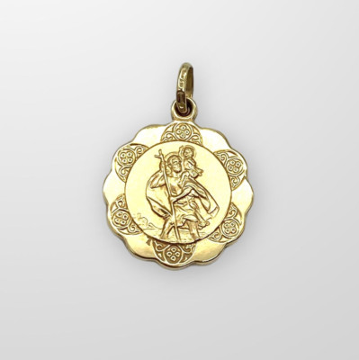 Gold Pendant St Christopher 9carat Yellow Gold Vintage Hallmarked UK Used 9k 375