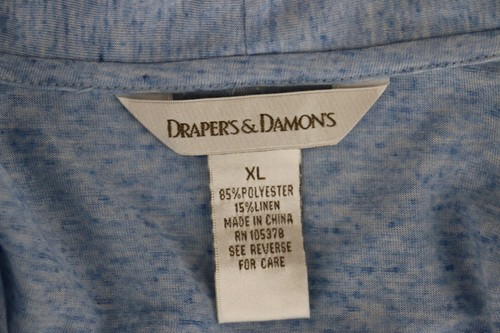 Drapers & Damons Womens Sz XL Roll Tab Sleeve Linen Duster Cardigan Heather Blue - Picture 6 of 6