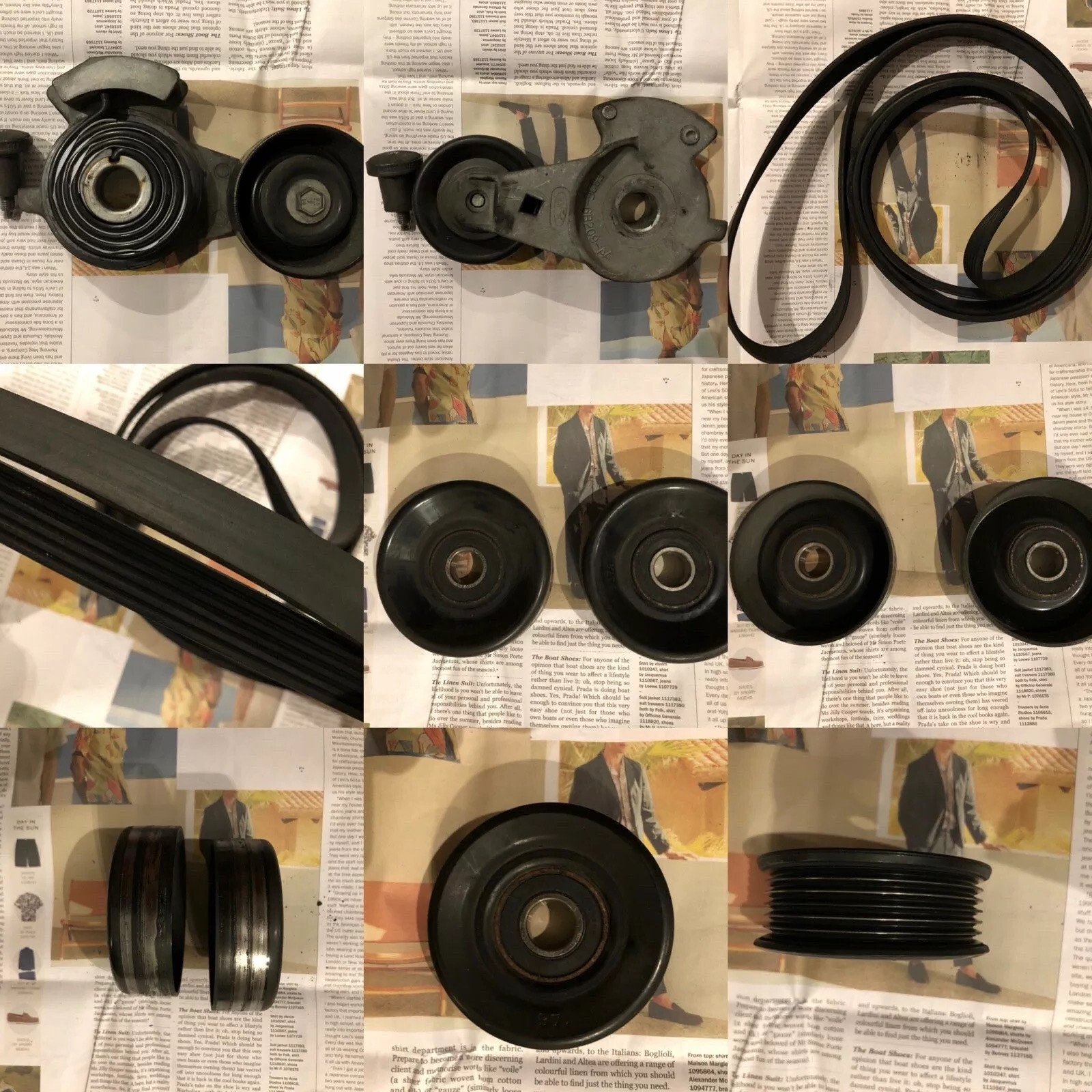 Genuine OEM Complete Aston Martin DB9 Fead Belt, Tensioner, Idler Pulley Set