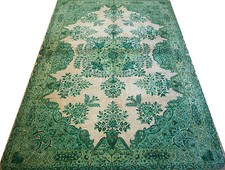 Vintage Kashmir Carpet - Handwoven Silk Pile - 79"W x 130"L - Mid 20th Century