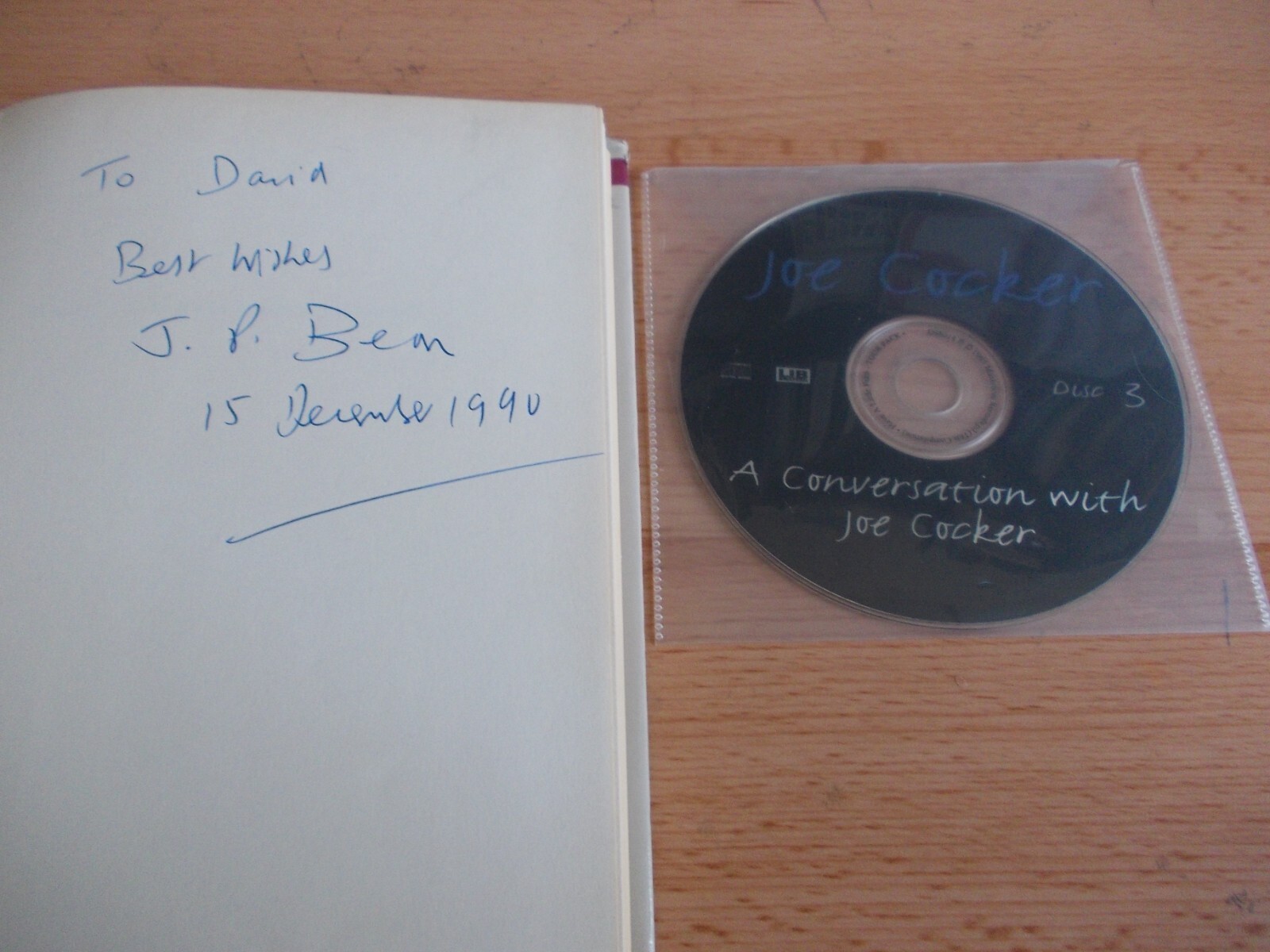 Joe Cocker, J.P. Bean ,SIGNED FIRST EDITION, Hardback ,1990 + interview CD