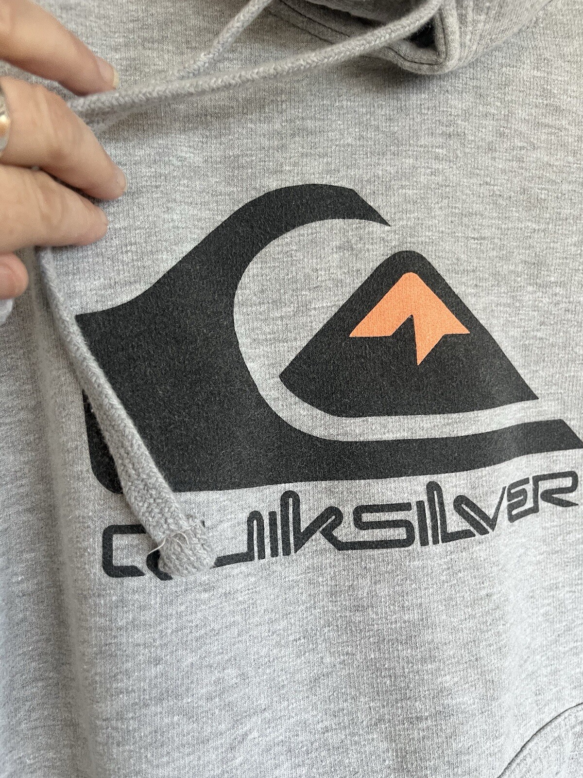 Vintage Quicksilver Y2K Gray Big Logo Rare Pullover Hoodie Surf Skate Mens Sz M image 2