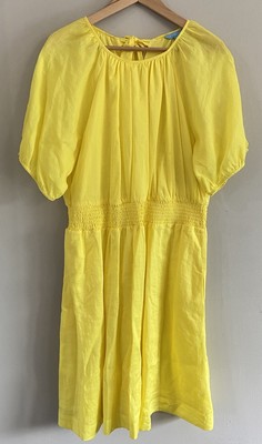 NWT Draper James RSVP Dress Puff Sleeves Smocked Waist Yellow XL New