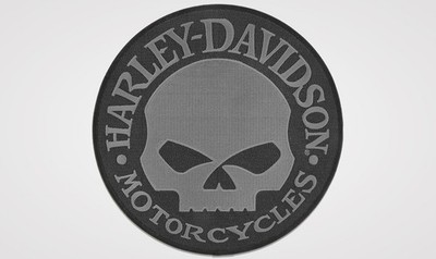 Harley-Davidson Aufnäher Willie G Skull, Grau/Schwarz, Durchmesser 20 cm