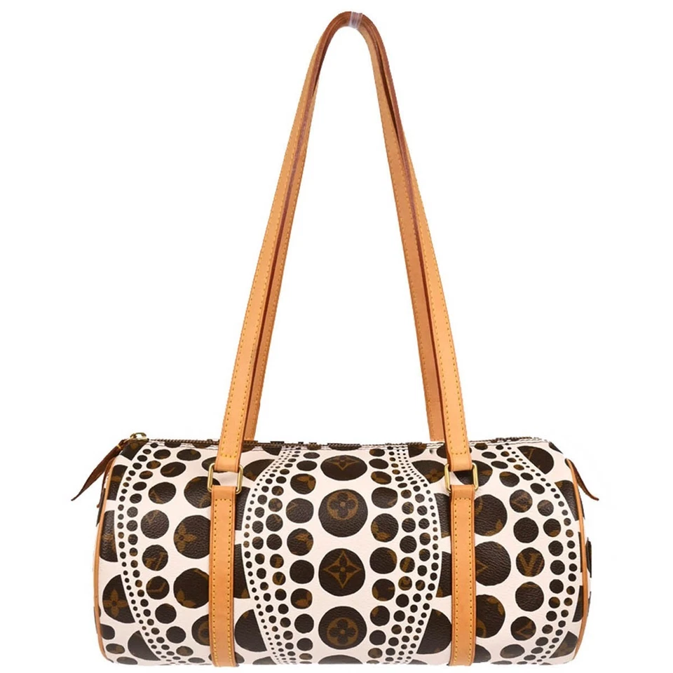 Louis Vuitton White Pumpkin Dot Papillon 30 Handbag M40687 MB2192 195680