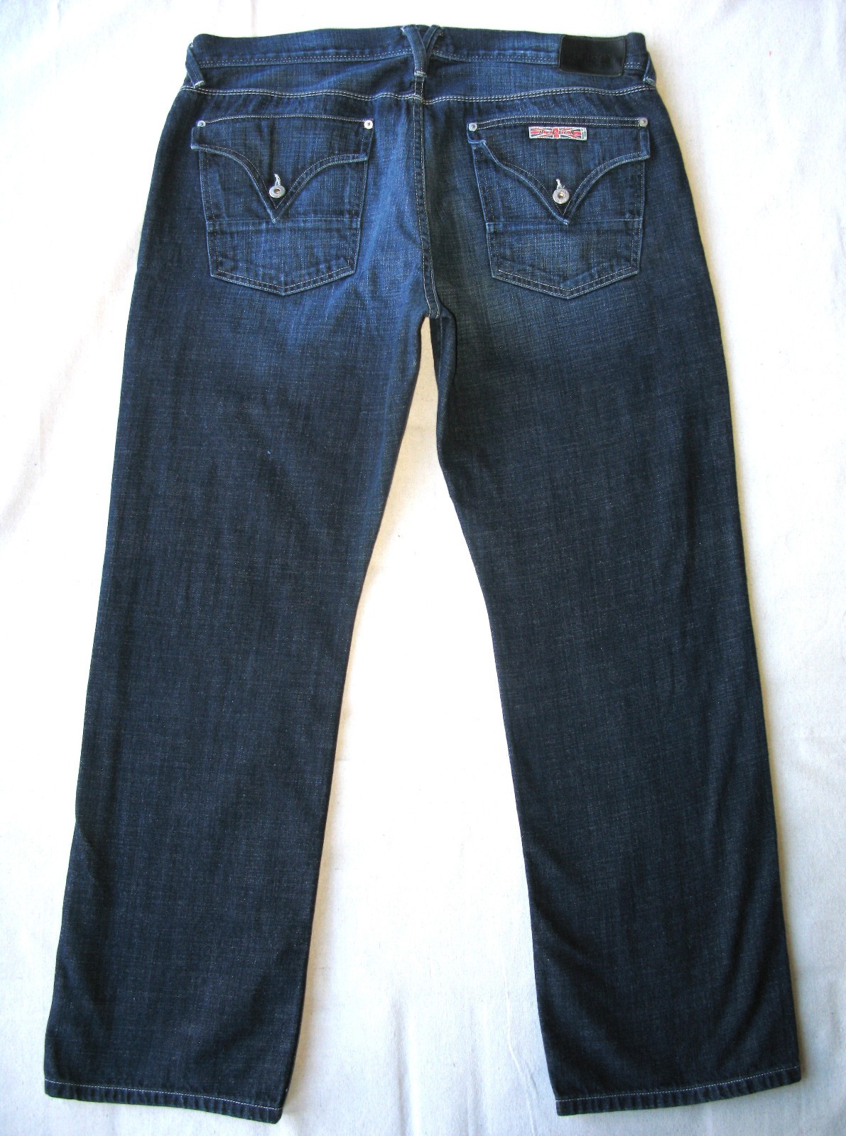 S Relaxed Straight Flap Jeans Sz 38 X 31 Blue Distressed 100
