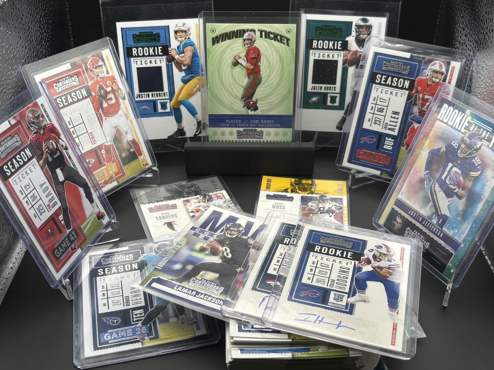 2020 Panini Contenders 49 Card Lot Mahomes, Brady,Hurts, Evan’s Autos and more