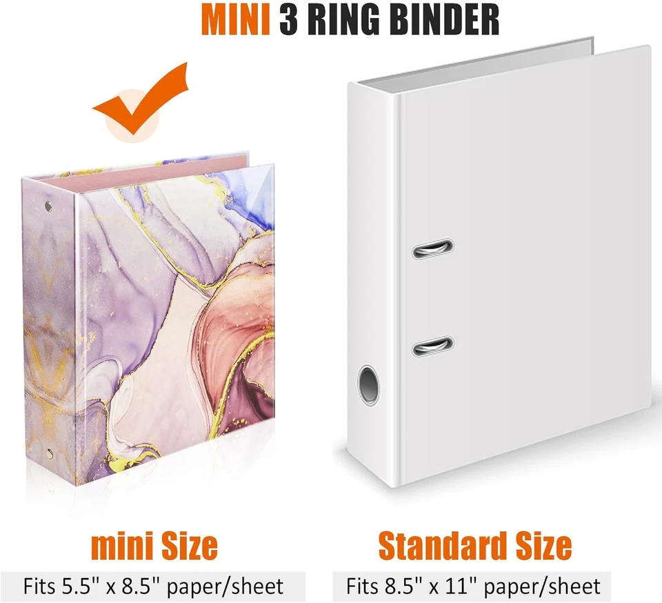 Mini carpeta de 3 anillos 5,5 x 8,5, carpeta de 2 pulgadas, anillo redondo, rosa, paquete de 2 Foto 2 de 4