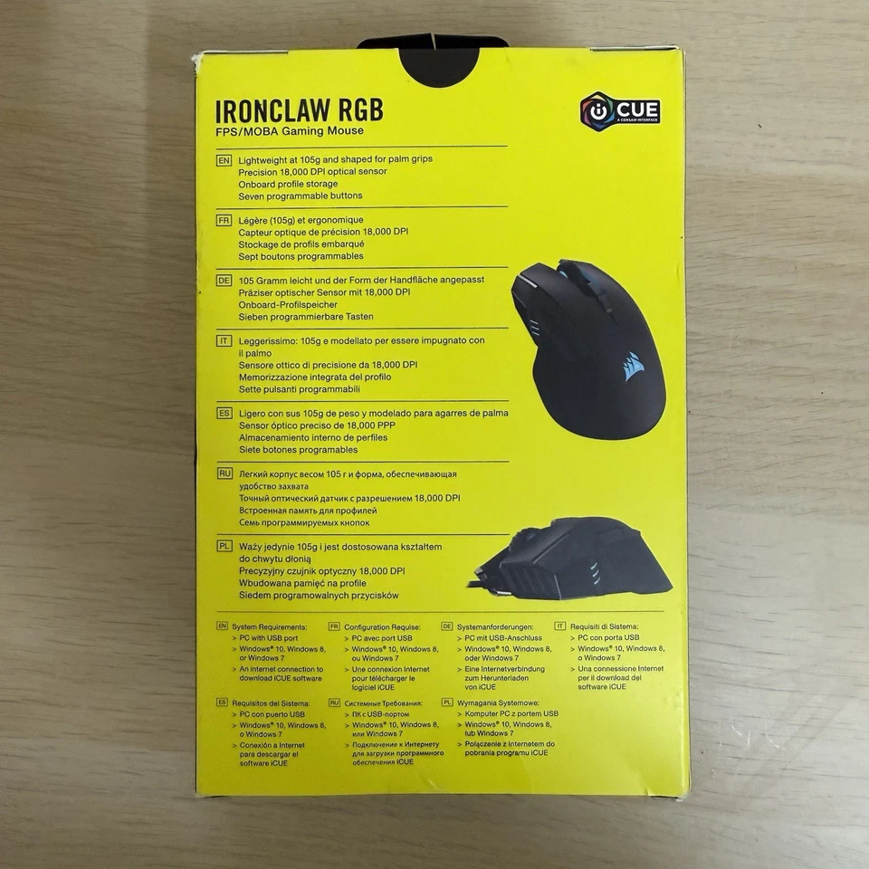 Corsair Ironclaw RGB FPS/MOBA Gaming Mouse - Black - Wired - Image 2 of 4