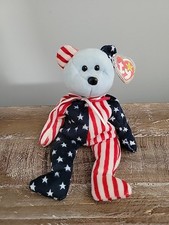 TY Beanie Babies Spangle 1999 Red/White/Blue Patriotic Bear With Tag