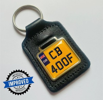 Honda CB 400F Reg GB Nummernschild Echtleder Schlüsselanhänger für CB400F Schlüsselanhänger Teile