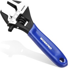 WORKPRO 4-Inch Mini Adjustable Wrench, Cr-V Steel Wide Jaw Black Oxide Wrench fo