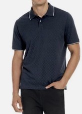 NEW Ted Baker Men's Short Sleeve Polo Buttons Up Shirt Navy Blue XL