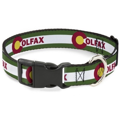 Plastic Clip Collar COLFAX Green Stripe NARROW-Medium 8.5-12'' (US IMPORT)