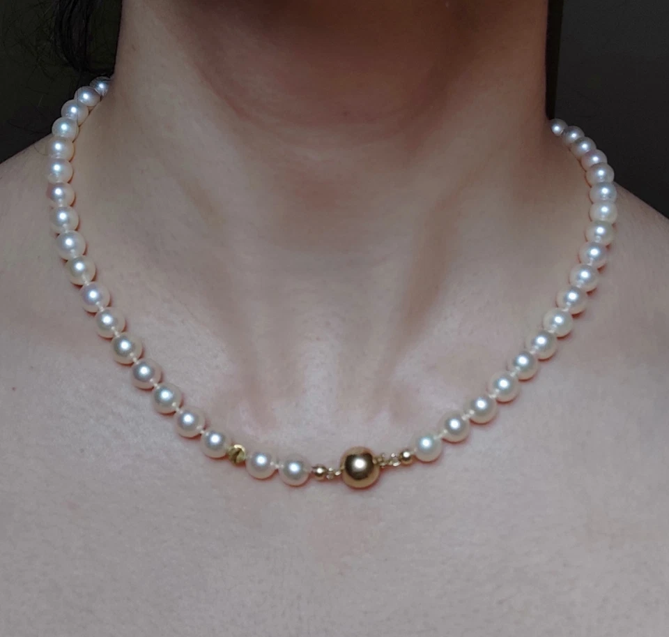 kette Perlenkette Schöffel 585 750 14 Karat Verschluss - Bild 3 von 4