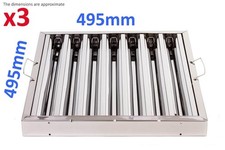 3x Filtro Deflettore Grasso a Baldacchino Acciaio Inox Cappa Aspirazione Cucina 495x495mm