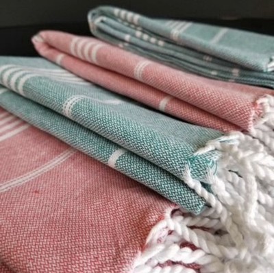 4 Pieces NEW Cotton Turkish Hand Head Towels 2Pinkish&2Mints 35x18 