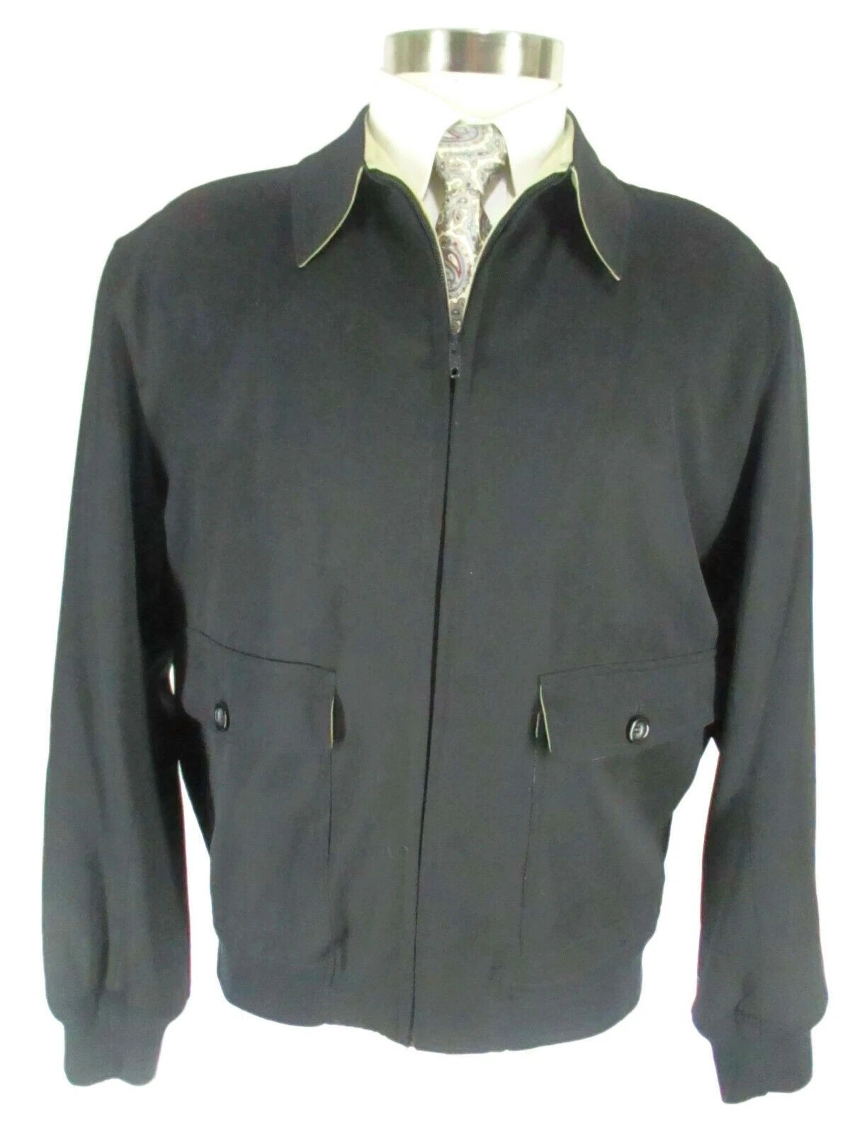 Take 6 Kashani Mens Black Wool Windbreaker size 50 M Italy Made