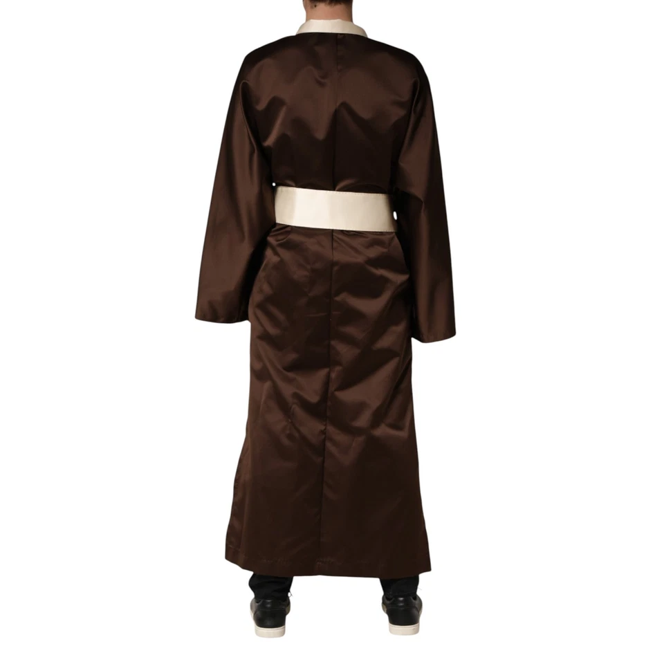 DOLCE & GABBANA Jacket Brown Cream Lounge Belted Bathrobe IT52/US42/XL 5180usd - Image 3 of 4