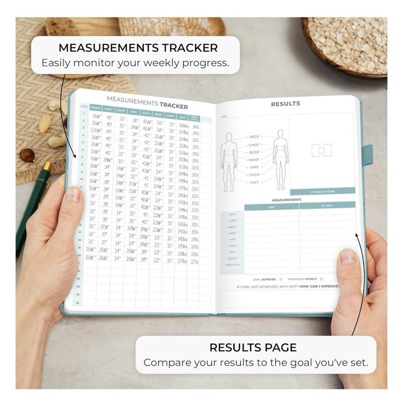 Clever Fox Food Journal - meal tracker, meal planner, diet diary in blue