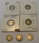 Barber Dimes Lot of 7 Silver 10C Coins 1892-1916 Variety Circulated
