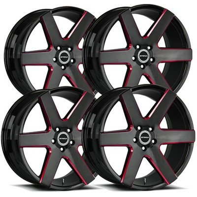 (Set of 4) Strada S60 Coda 20x8.5 5x4.5'' +35mm Black/Red Wheels Rims 20'' Inch