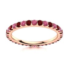 Full Eternity Round Garnet  Pink Topaz 925 Sterling Silver Rose Plated Ring
