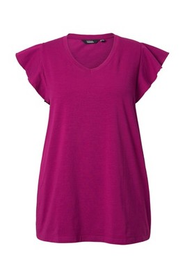 Ulla Popken Damen große Größen T Shirt Volants A Linie V Ausschnitt 839342