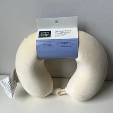 Open Story Memory Foam Travel Neck Support Comfort Pillow Soft Cream Yellow NWT