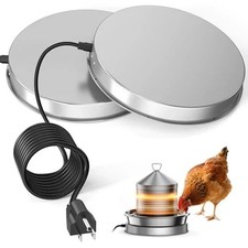 Chicken Water Heater for Winter, 110W Heated Poultry Waterer 11IN-2PACK Silver