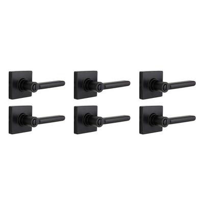 #ad Defiant Tonebridge Matte Black Bed Bath Privacy Door Handle Square Rose 6 Piece $72.95