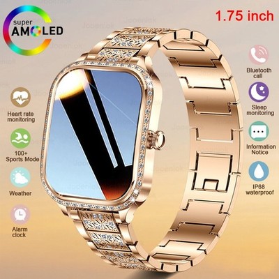 Luxus Damen Smartwatch 1,75'' HD Bluetooth Anruf Herzfrequenz Sport AI Assistent
