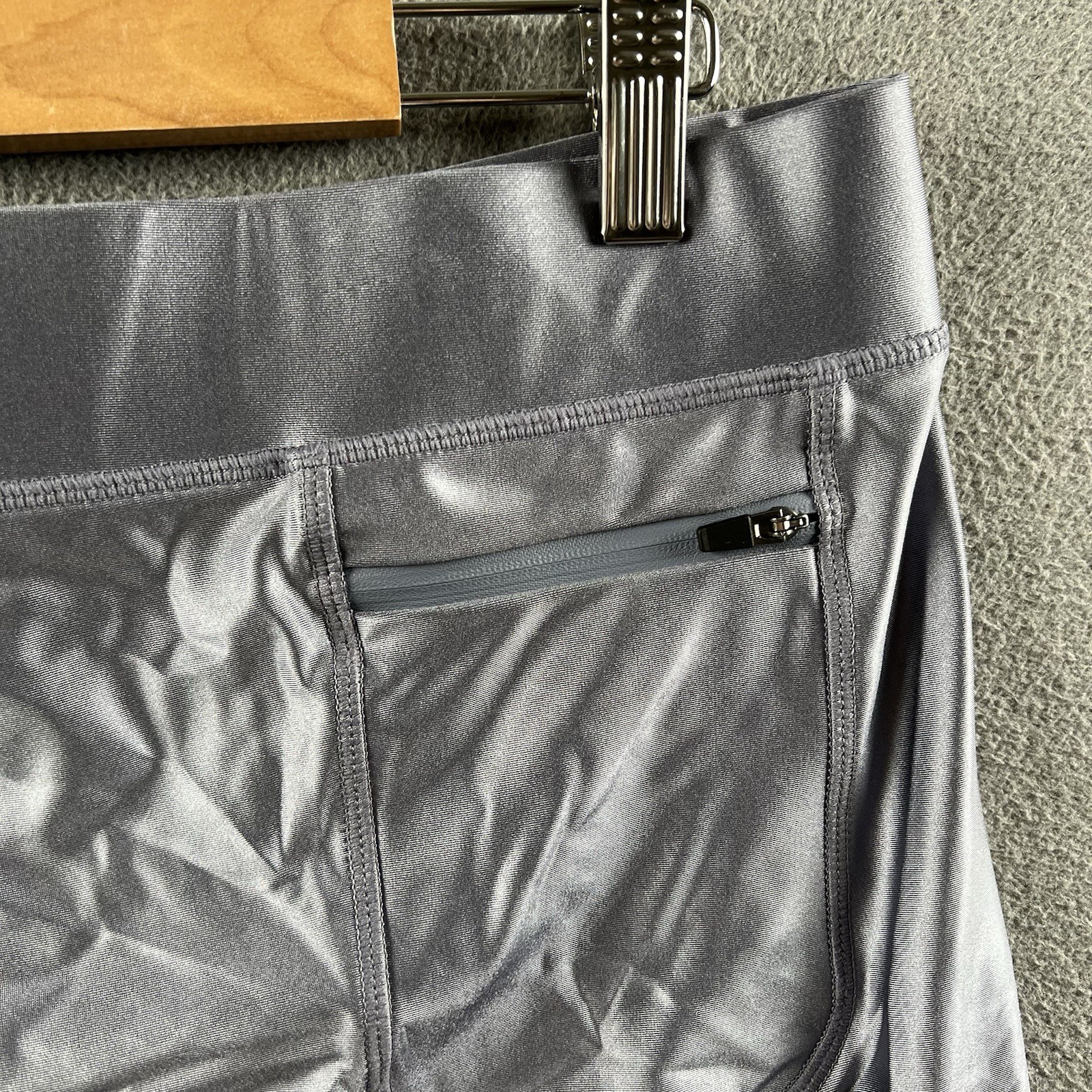 Kapow Leggings Mens XXL Silver Meggings Stretch 2XL Zip Pocket