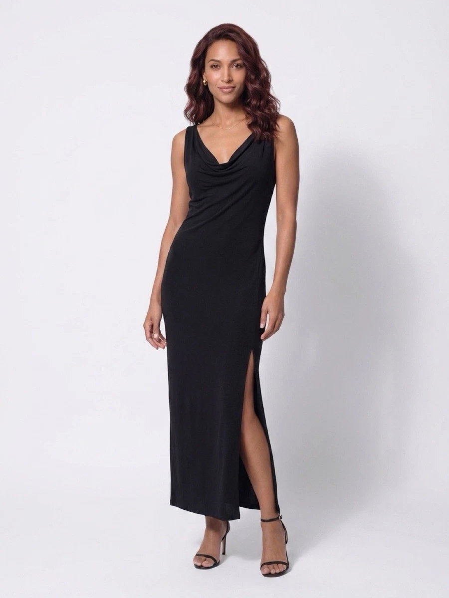 gucci long black dress GUCCI Silk Dress With Crystal Horsebit, Size 42 IT, Black