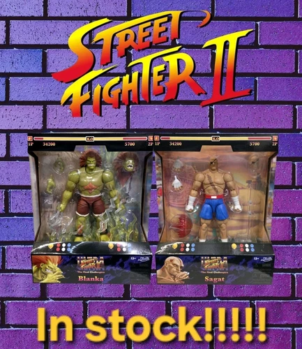 JADA TOYS STREET FIGHTER II SAGAT AND BLANKA LOT OF 2 ACTION FIGURES IN STOCK 