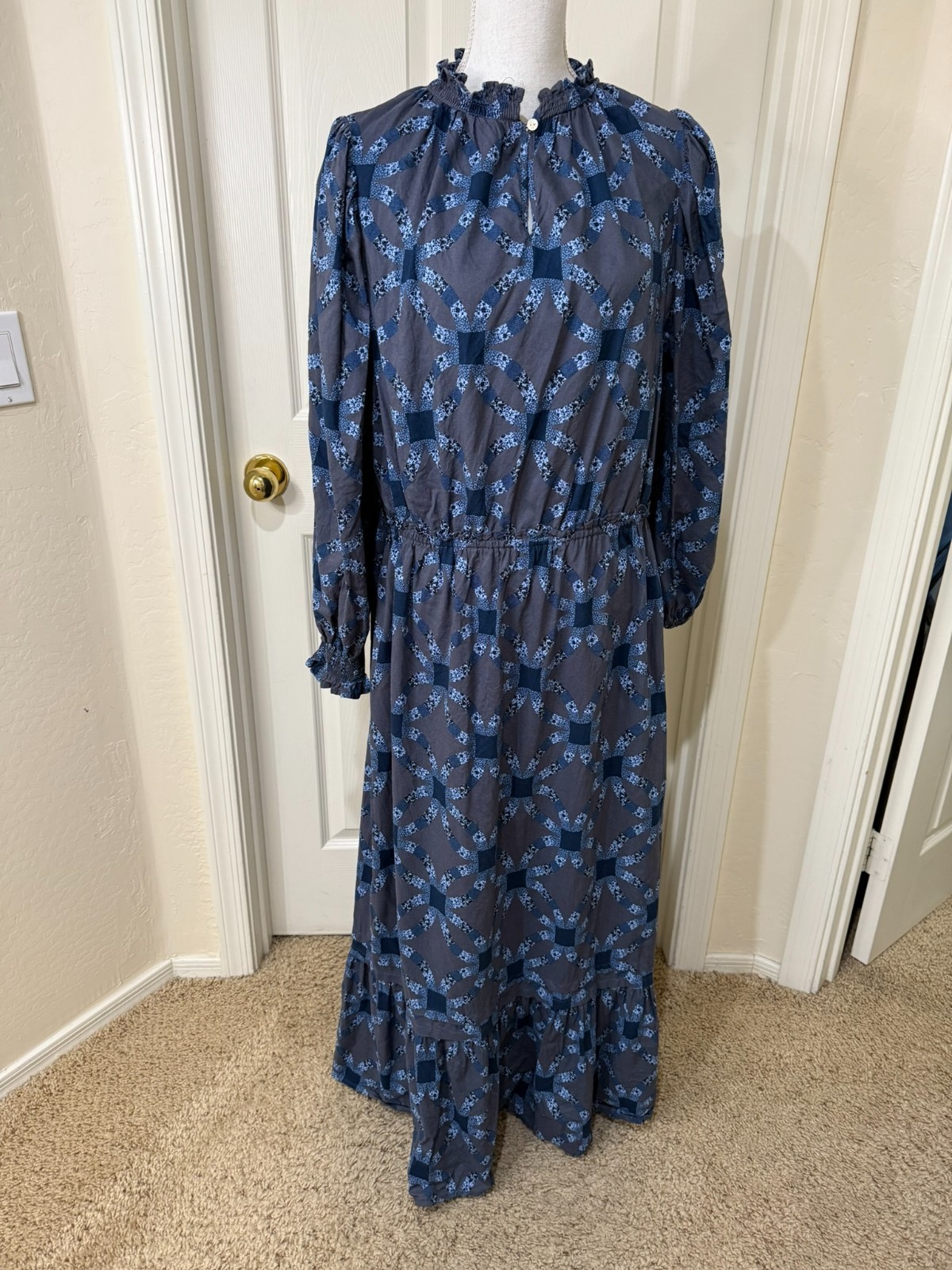 Universal Thread Blue Quilt Pattern Prairie Dress… - image 2