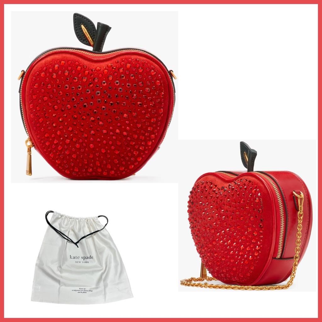 KATE SPADE BIG APPLE EMBELLISHED 3D CROSSBODY W/DUSTBAG FACTORY