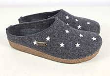 Haflinger STELLINE Gray White Stars Wool Clogs Slippers Sz 40 /US 9