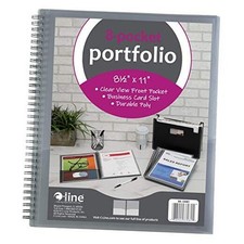 8-Pocket Spiral-Bound Poly Portfolio, Letter Size, 1 Portfolio Smoke Gray
