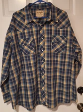 Wrangler Western Fashion Cowboy Shirt 3XL Plaid Pearl Snap LS Sawtooth Pockets
